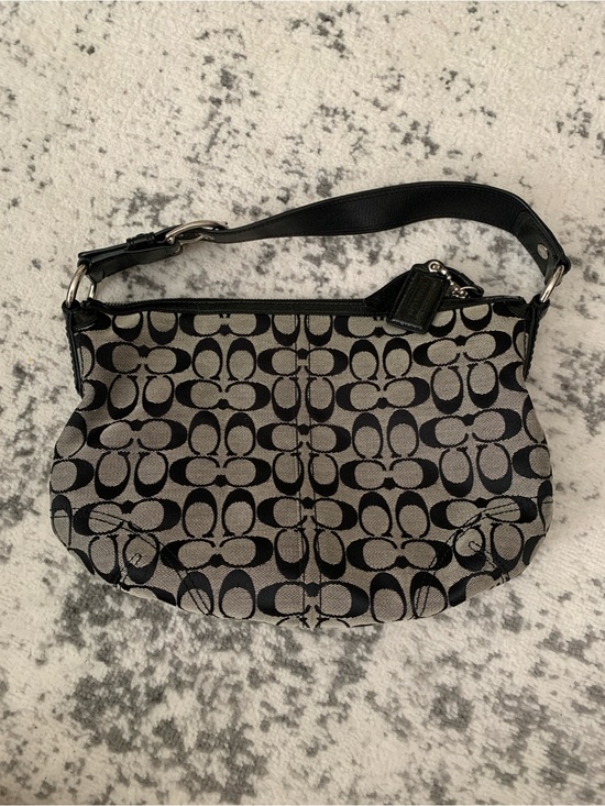 Coach Handbags - Coach Black and Gray Signature Jacquard Shoulder Bag